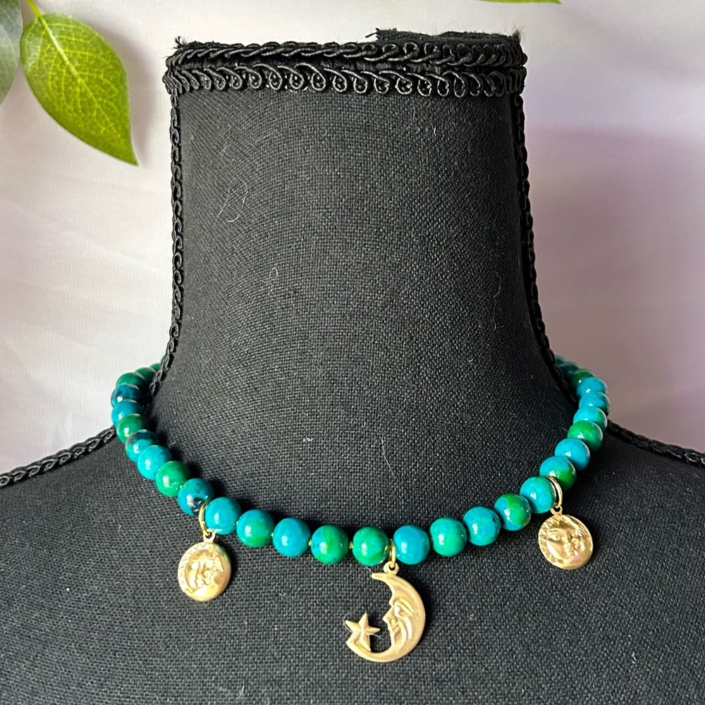 Celestial sun and moon charm necklace